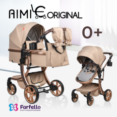 Коляска детская трансформер Aimile Original New Gold, NDG1, цвет кремовый Farfello