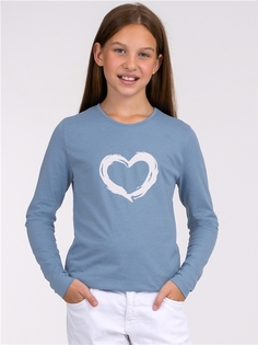 Лонгслив детский Апрель 329дев001Д3Р, серо-голубой250 Сердце кистью, 158