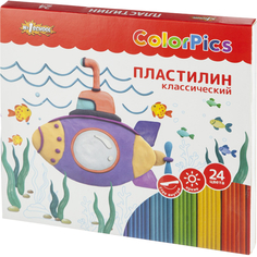 Пластилин №1 School ColorPics набор 24 цв, 480г, со стеком, картон