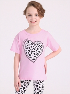 Футболка детская Апрель 237дев001Д1Р, светло-розовый14 Принтованное сердце, 104