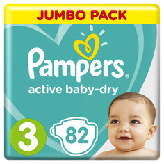 Подгузники pampers active baby dry 3 (6-10 кг) 82 шт
