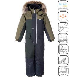 Комбинезон детский KERRY K23427, хаки, графит, 128