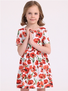 Платье детское Апрель 251дев001нД1Р, крупные маки на белом, 98