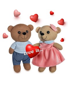 Мягкая игрушка Abtoys Мишки вязаные мальчик и девочка, 25 см Романтика