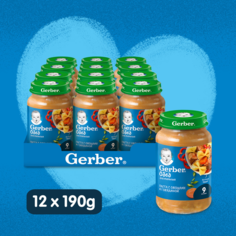 Овощное пюре Gerber с 9 месяцев, Паста Овощи с Говядиной, Стекло 12х190гр