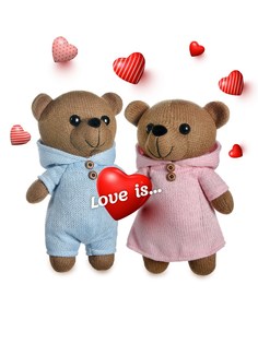 Мягкая игрушка Abtoys Мишки вязаные мальчик и девочка, 25 см Сладкая парочка