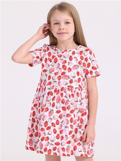 Платье детское Апрель 251дев001нД1Р, клубника на белом, 98