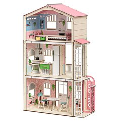Кукольный домик M-Wood с мебелью деревянный для Барби Симфония с лифтом
