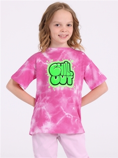 Футболка детская Апрель 1ДДФК4233001н, тай-дай на фуксии Чилаут неон, 140