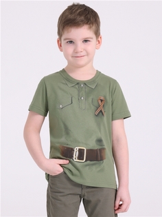 Футболка детская Апрель 046мал001Д1Р, оливковый гимнастерка, 116