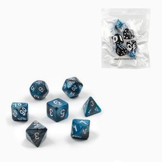 Набор кубиков для D&D Dungeons and Dragons, ДнД Время игры, серия: D&D, 7 шт серый, синий