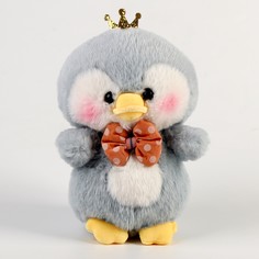 Мягкая игрушка Пингвин, с бантиком, 21 см, серый No Brand