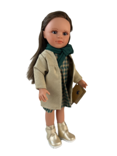Кукла TuKiTu Нина, брюнетка, в бежевом жакете, с зеленым шарфом, 33 см, 331552