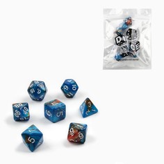 Набор кубиков для D&D Dungeons and Dragons, ДнД Время игры, 7 шт красный, синий