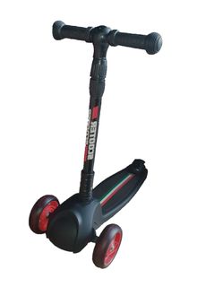 Самокат детский Scooter кикборд складной, стильный принт феррари черный