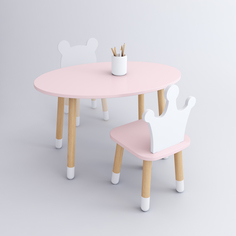 Комплект детской мебели DIMDOM kids, стол Овал розовый, стул Корона розовый