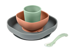 Набор детской посуды Beaba SILICONE MEAL SET 913543, 2 тарелки, стакан, ложка