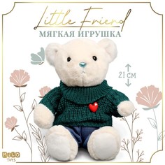 Мягкая игрушка Milo toys Little Friend, мишка в зеленом свитере