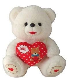 Мягкая игрушка TOY and JOY Медведь 38 см с сердцем в горошек, 1-3887-38