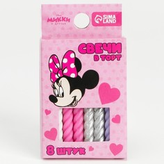 Набор свечей в торт 8 шт "С Днем Рождения", Минни Маус Disney