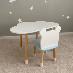 Комплект детской мебели DIMDOM kids, стол Облако белый, стул Мишка голубой