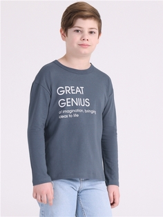 Лонгслив детский Апрель 597мал001Д2Р, темно-серый235 Великий гений, 128