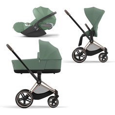 Коляска детская Cybex Priam-4-mix-3-1 СР4-3-1-RoseGold-LeafGreen