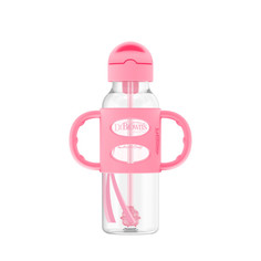 Поильник-бутылочка, Dr.Browns, с узким горлышком с силиконовой трубочкой, 250 мл Розовый Dr.Browns