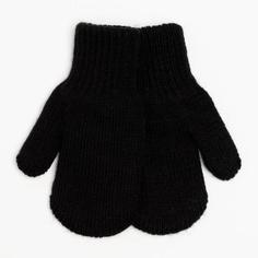 Варежки детские Baranowool двойные, черный, 12