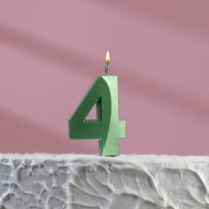 Свеча в торт на шпажке «?Грань», цифра "4",изумруд, 13 см Страна Карнавалия