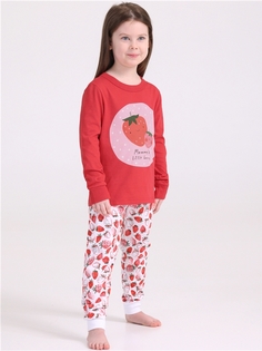 Пижама детская Апрель 760дев001нД1Р, красный, белый, 110