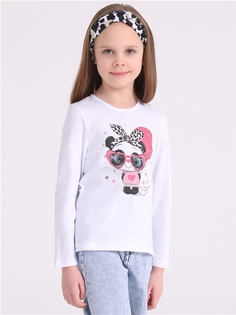Лонгслив детский Апрель 349дев001Д1У, белый Панда в очках, 104