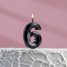 Свеча в торт на шпажке «?Грань», цифра "6", черная, 13 см Страна Карнавалия