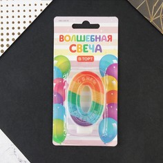 Свеча в торт цифра с цветным нанесением 0 "С Днем рождения" Страна Карнавалия