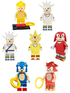 Мини фигурки StarFriend еж Соник Sonic 7 в 1 Сильвер Наклз подвижные с аксессуарами 4-5 см