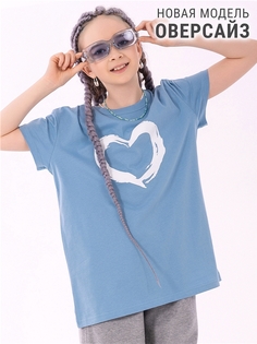 Футболка Детская Апрель 274дев001д2р, Серо-голубой250 Сердце Кистью, 158