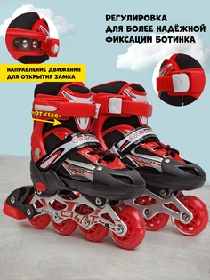 Роликовые коньки детские Saimaa DJS-905 Set PU Galaxy красный
