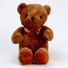 Мягкая игрушка Медведь с бантом и сердцем, 39 см No Brand