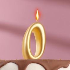 Свеча для торта цифра "Овал" золотая "0", большая, 5,5 см Страна Карнавалия