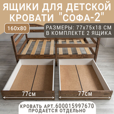 Выкатные ящики для кроватки ВОЛХАМ Софа-2, темно-коричневый, 160х80 Volham
