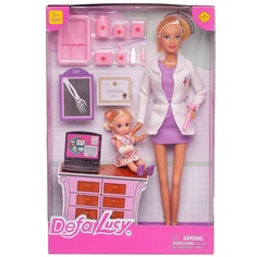 Кукла Defa Lucy Доктор с девочкой-малышкой на приеме, с аксессуарами 29см 8348d/фиолетовое Abtoys