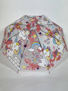 Зонт-полуавтомат детский Единорог коралловый Rainproof
