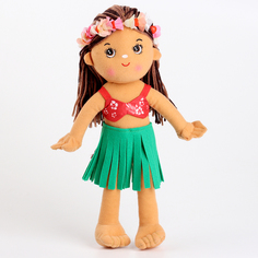 Мягкая игрушка Кукла в очном ободке, бежевый, зеленый 35 см No Brand