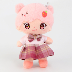 Мягкая игрушка Куколка с клубничкой, 25 см, розовый No Brand