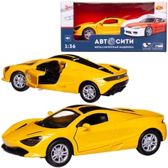Машинка металл Abtoys АвтоСити 1:36 Спортивная инерц, двери откр, свет-звук C-00522/желтая