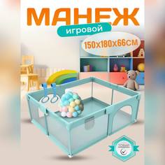 Манеж детский игровой NEW ALFA 150х180х66 бирюзовый 2 двери