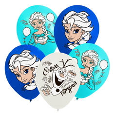 Шар воздушный Disney Анна и Эльза Холодное сердце 9559139, 12 дюйм, латексный, 5 штук