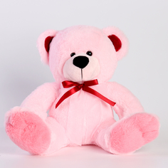 Мягкая игрушка Медведь с бантом, 40 см, цвет светло-розовый No Brand