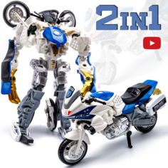 Робот трансформер BAZUMI металлический полиция мотоцикл