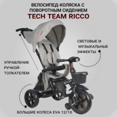 Велосипед детский трехколесный Tech Team с поворотным сидением Ricco, серый